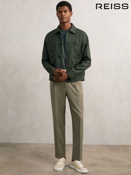 Reiss Sage Brighton Relaxed-Fit Pleated Tapered Trousers (W43524) | £138