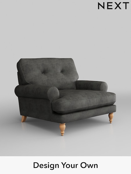 Monza Faux Leather Easy Clean/Dark Grey Erin Buttoned Back Deep Sit (W43535) | £875