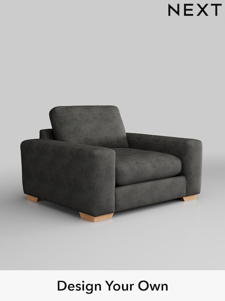 Monza Faux Leather Easy Clean/Dark Grey Houghton Deep Relaxed Sit (W43539) | £1,025