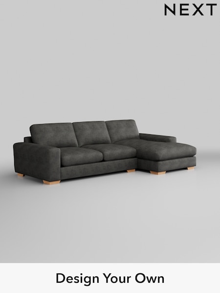 Monza Faux Leather Easy Clean/Dark Grey Houghton Deep Relaxed Sit (W43539) | £2,325