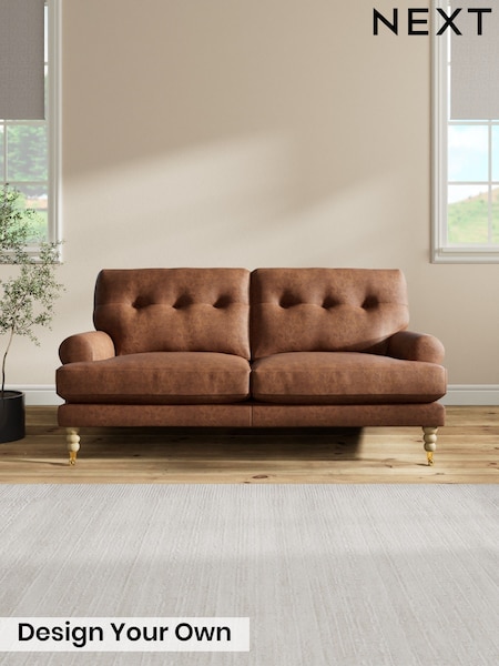 Monza Faux Leather Easy Clean/Chestnut Brown - Erin Buttoned Back Deep Relaxed Sit