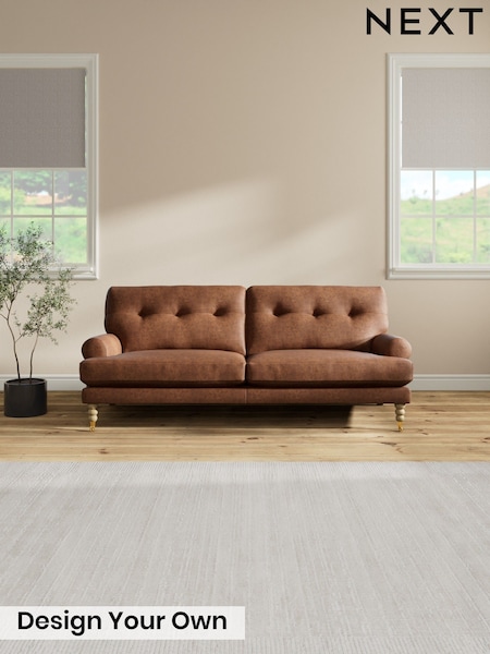 Monza Faux Leather Easy Clean/Chestnut Brown - Erin Buttoned Back Deep Relaxed Sit