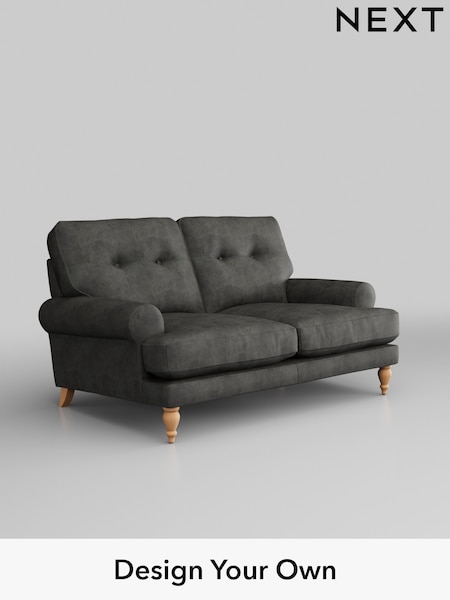 Monza Faux Leather Easy Clean/Dark Grey Erin Buttoned Back Deep Relaxed Sit (W43555) | £1,225