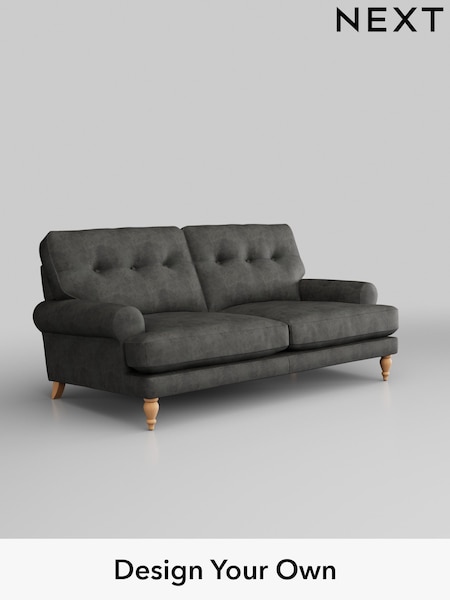 Monza Faux Leather Easy Clean/Dark Grey Erin Buttoned Back Deep Relaxed Sit (W43555) | £1,325