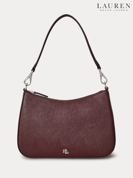 Lauren Ralph Lauren Red Red Danni Crosshatch Leather Shoulder Bag (W43630) | £229