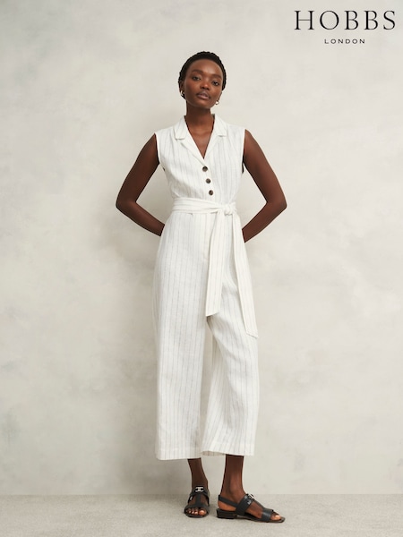 Hobbs White Destiny 100% Cotton Jumpsuit (W43680) | £149