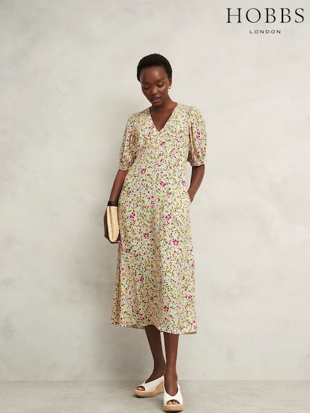 Hobbs Cream Santana Dress (W43688) | £149