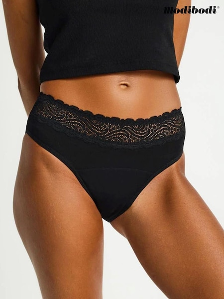ModiBodi Black Sensual High Waist Moderate Heavy Period Brief (W43711) | £20