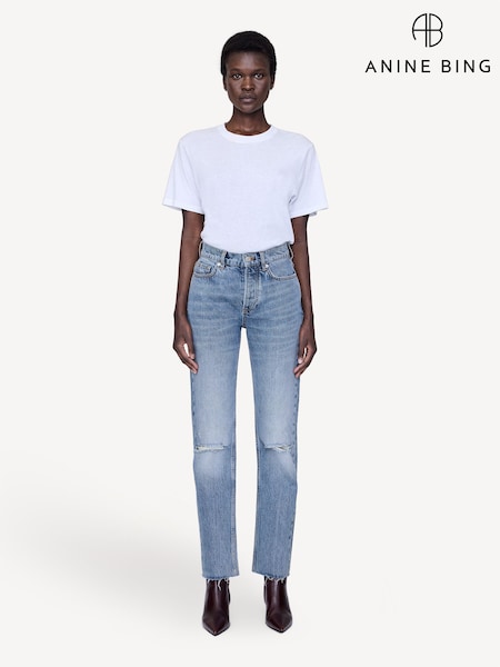 ANINE BING Blue Destructed Antique Bruno Jeans (W43837) | £235