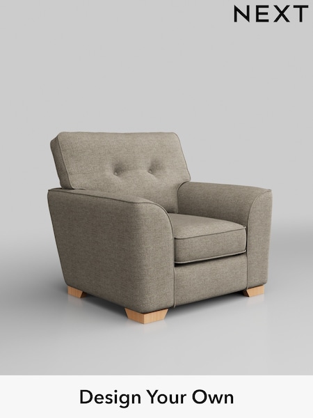 Woven Chenille Easy Clean/Mid Natural Stamford Buttoned Back (W43918) | £799