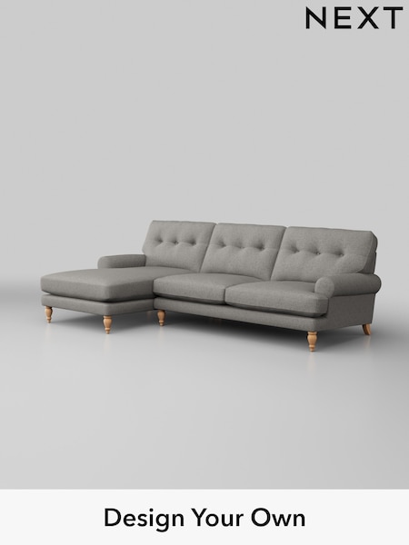 Woven Chenille Easy Clean/Light Grey Erin Buttoned Back Deep Relaxed Sit (W43943) | £2,025