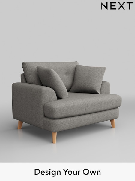 Woven Chenille Easy Clean/Light Grey Parker Buttoned Back (W43944) | £1,025