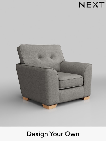 Woven Chenille Easy Clean/Light Grey Stamford Buttoned Back (W43949) | £799