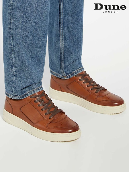 Dune London Brown Til Premium Court Trainers (W44054) | £109