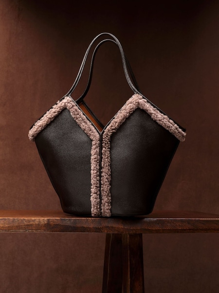 Hereu Studio Brown Calella Curly Shearling Trims Bag (W44084) | £570