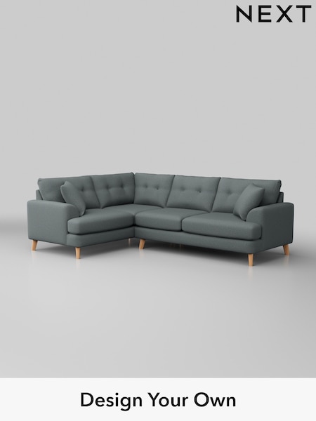 Tweedy Blend Easy Clean/Mid Slate Teal Green Parker Buttoned Back (W44148) | £2,225