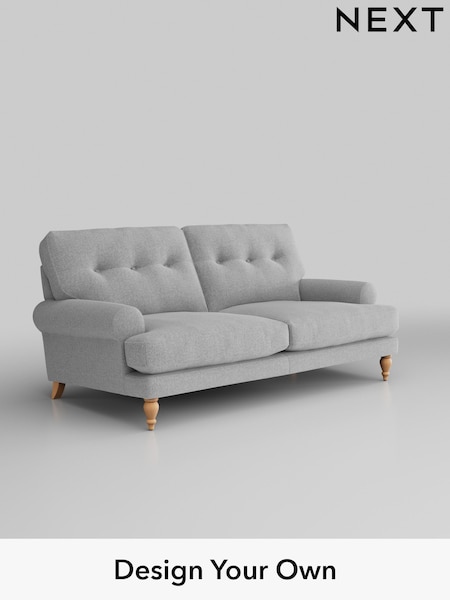 Tweedy Blend Easy Clean/Light Silver Grey Erin Buttoned Back Deep Relaxed Sit (W44176) | £1,225
