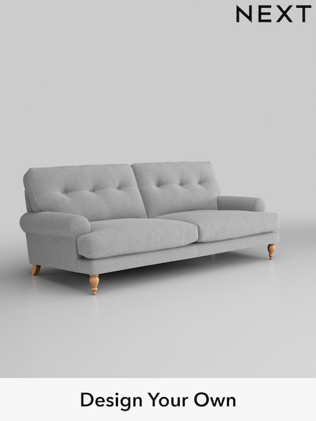 Tweedy Blend Easy Clean/Light Silver Grey Erin Buttoned Back Deep Relaxed Sit (W44176) | £1,325