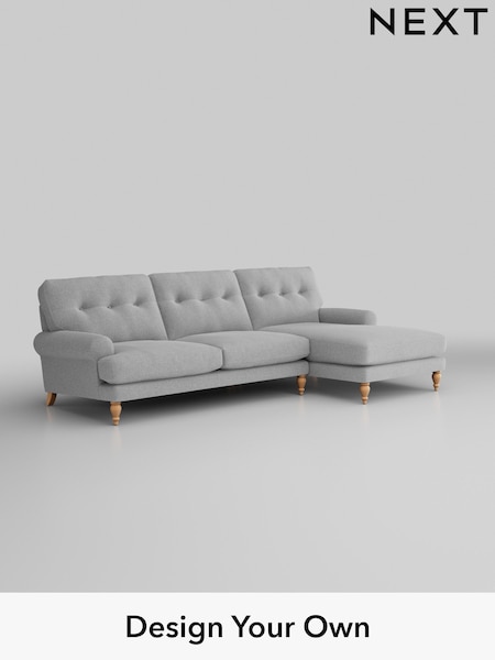 Tweedy Blend Easy Clean/Light Silver Grey Erin Buttoned Back Deep Relaxed Sit (W44176) | £1,899