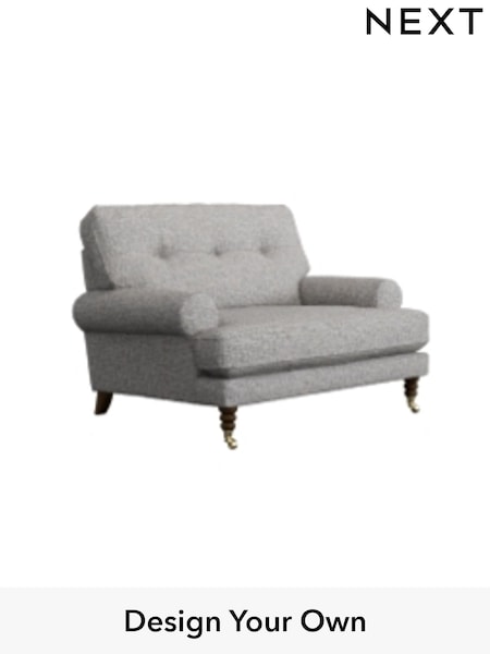 Tweedy Blend Easy Clean/Light Silver Grey Erin Buttoned Back Deep Sit (W44178) | £875