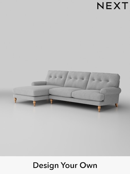 Tweedy Blend Easy Clean/Light Silver Grey Erin Buttoned Back Deep Sit (W44178) | £1,850