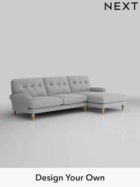 Tweedy Blend Easy Clean/Light Silver Grey Erin Buttoned Back Deep Sit (W44178) | £1,850
