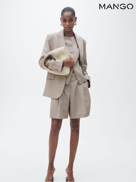 Mango Grey Stripe Bermuda Suit Shorts (W44218) | £50