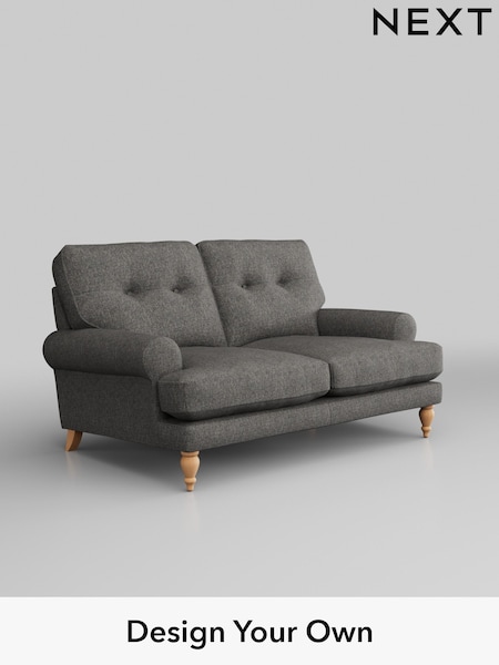 Tweedy Blend Easy Clean/Dark Grey Erin Buttoned Back Deep Relaxed Sit (W44224) | £1,125