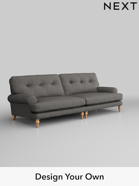 Tweedy Blend Easy Clean/Dark Grey Erin Buttoned Back Deep Relaxed Sit (W44224) | £1,425