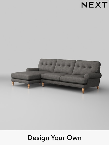 Tweedy Blend Easy Clean/Dark Grey Erin Buttoned Back Deep Relaxed Sit (W44224) | £1,899