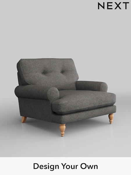 Tweedy Blend Easy Clean/Dark Grey Erin Buttoned Back Deep Sit (W44228) | £775