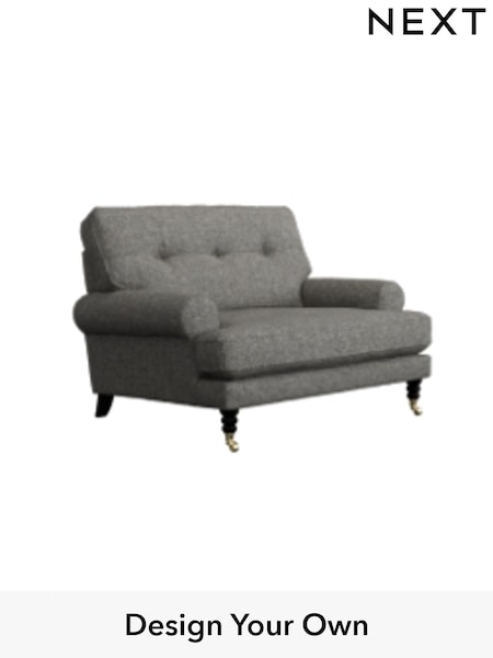Tweedy Blend Easy Clean/Dark Grey Erin Buttoned Back Deep Sit (W44228) | £875