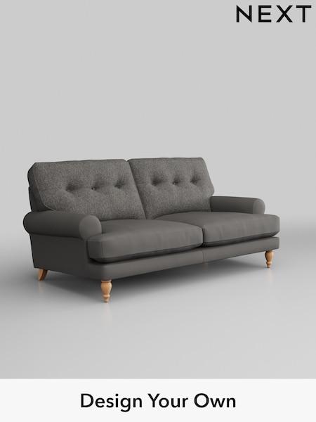 Tweedy Blend Easy Clean/Dark Grey Erin Buttoned Back Deep Sit (W44228) | £1,175