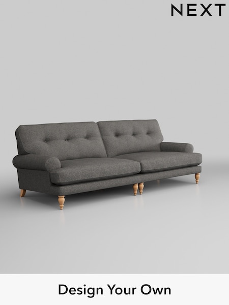 Tweedy Blend Easy Clean/Dark Grey Erin Buttoned Back Deep Sit (W44228) | £1,375