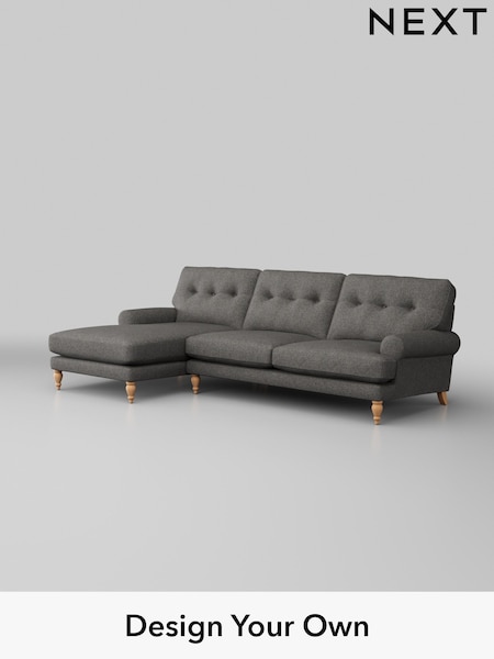 Tweedy Blend Easy Clean/Dark Grey Erin Buttoned Back Deep Sit (W44228) | £1,850