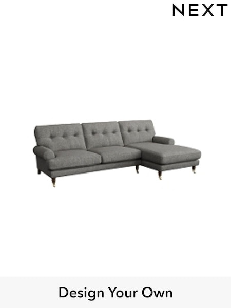 Tweedy Blend Easy Clean/Dark Grey Erin Buttoned Back Deep Sit (W44228) | £1,850