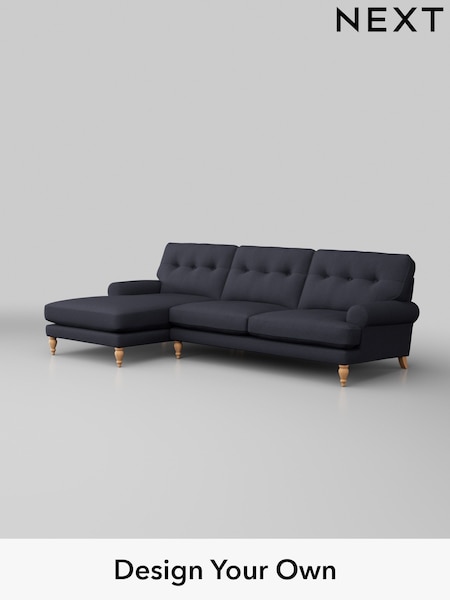 Tweedy Blend Easy Clean/Dark Slate Blue Erin Buttoned Back Deep Sit (W44237) | £1,850