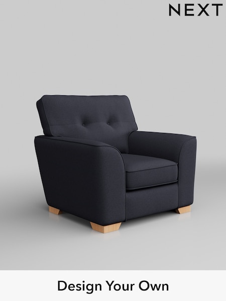 Tweedy Blend Easy Clean/Dark Slate Blue Stamford Buttoned Back (W44253) | £699
