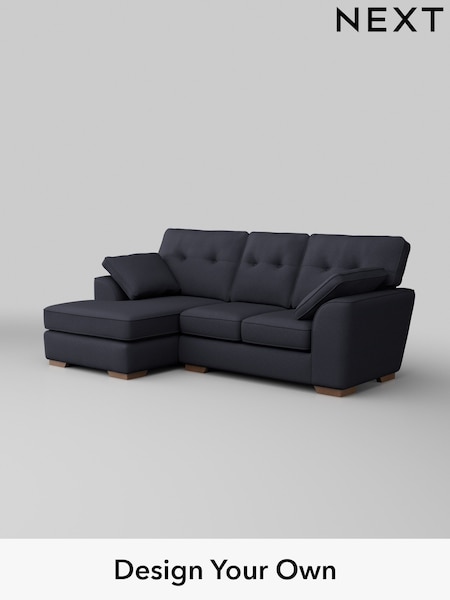 Tweedy Blend Easy Clean/Dark Slate Blue Stamford Buttoned Back (W44253) | £1,625