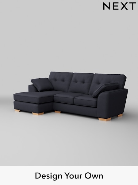 Tweedy Blend Easy Clean/Dark Slate Blue Stamford Buttoned Back (W44253) | £1,725