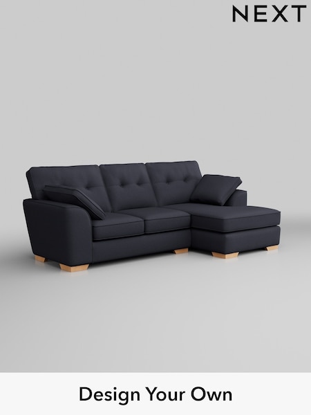 Tweedy Blend Easy Clean/Dark Slate Blue Stamford Buttoned Back (W44253) | £1,725