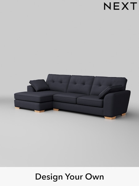 Tweedy Blend Easy Clean/Dark Slate Blue Stamford Buttoned Back (W44253) | £1,875