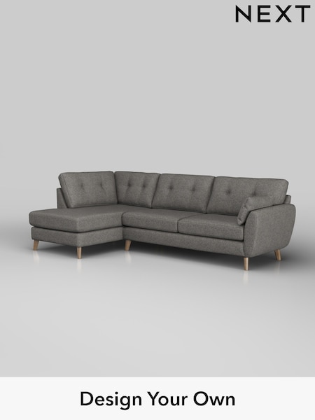 Tweedy Blend Easy Clean/Dark Grey Wilson Buttoned Back (W44274) | £1,650