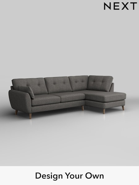 Tweedy Blend Easy Clean/Dark Grey Wilson Buttoned Back (W44274) | £1,650