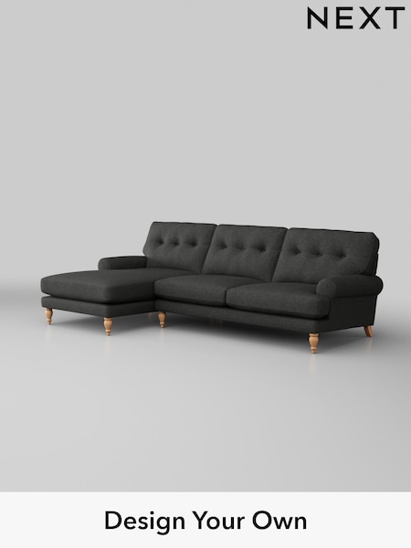 Tweedy Blend Easy Clean/Charcoal Grey Erin Buttoned Back Deep Relaxed Sit (W44289) | £1,899