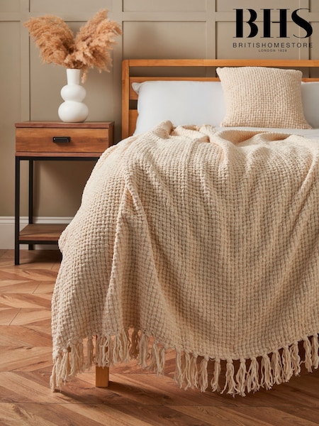 BHS Cream Cross Weave Throw (W44355) | £25