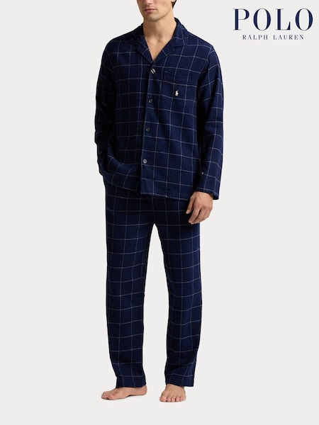Polo Ralph Lauren Blue Window Pane Check Shirt & Bottoms Pyjamas Set (W44517) | £160