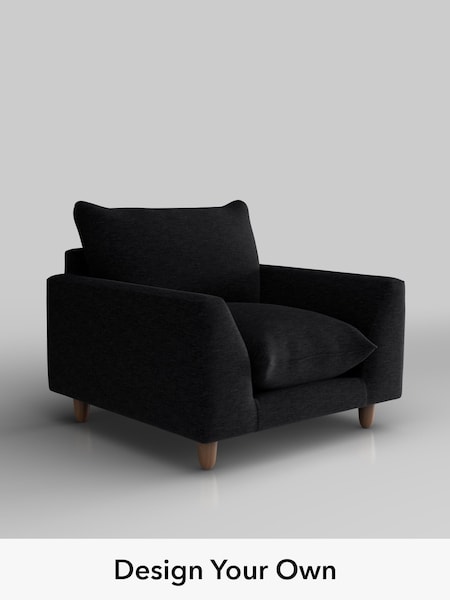 Fine Chenille Easy Clean/Black Noa Deep Relaxed Sit (W44573) | £875