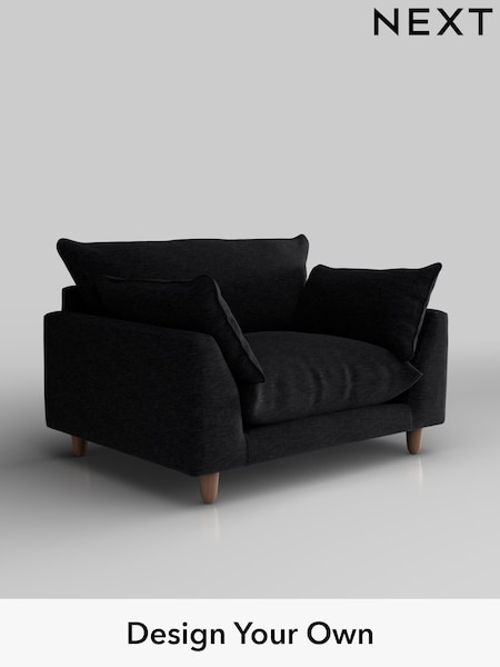 Fine Chenille Easy Clean/Black Noa Deep Relaxed Sit (W44573) | £975
