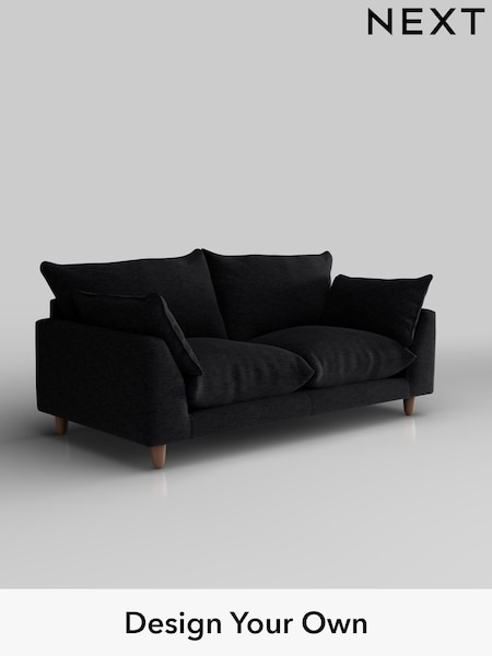 Fine Chenille Easy Clean/Black Noa Deep Relaxed Sit (W44573) | £1,175